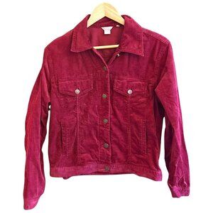 J.Crew Women's Red Corduroy Trucker Jacket Size Small Button Up Western Utility